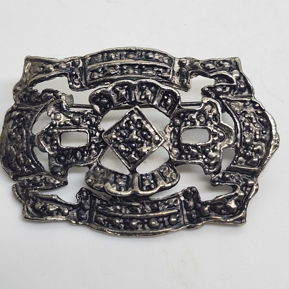 Vintage Antiqued Silver Tone‎ Buckle Style Brooch